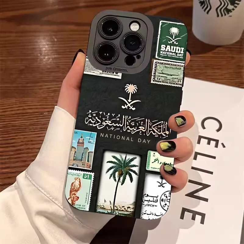 المملكة العربية السعودية العلم قضية الهاتف آيفون 17 16 15 14 13 12 11 برو ماكس 7 8 16 زائد 17 الهواء للصدمات لينة غطاء سيليكون